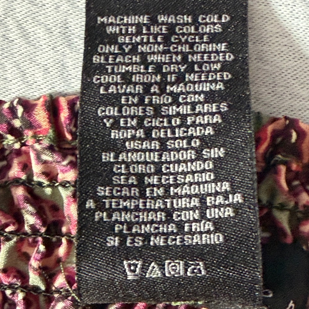Attention Pink Green Geometric Floral Smocked Halter Maxi Dress Large - Picture 6 of 6